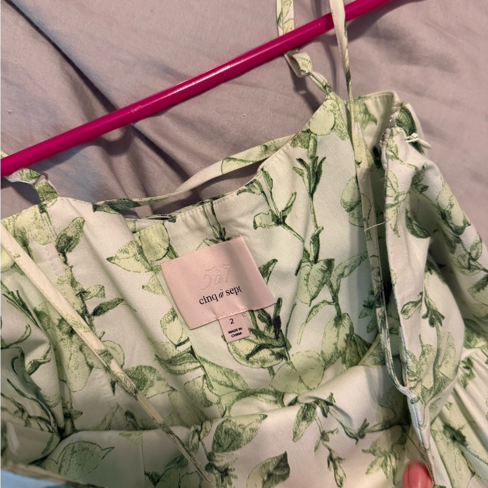 Floral Green Maxi Dress- Cinq a sept size 2 - Picture 4 of 4